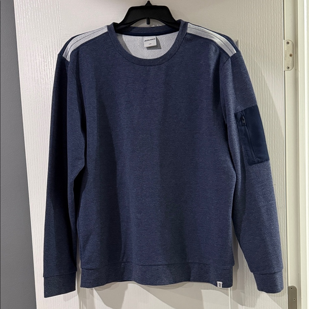 Jack & Jones Men Blue Sweatshirt JCoeden Sweat Crew Neck Pullover US‎ XL